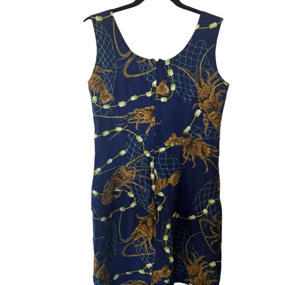 Jams World Navy Blue Sleeveless Lobster Print Sheath Dress - Picture 3 of 5